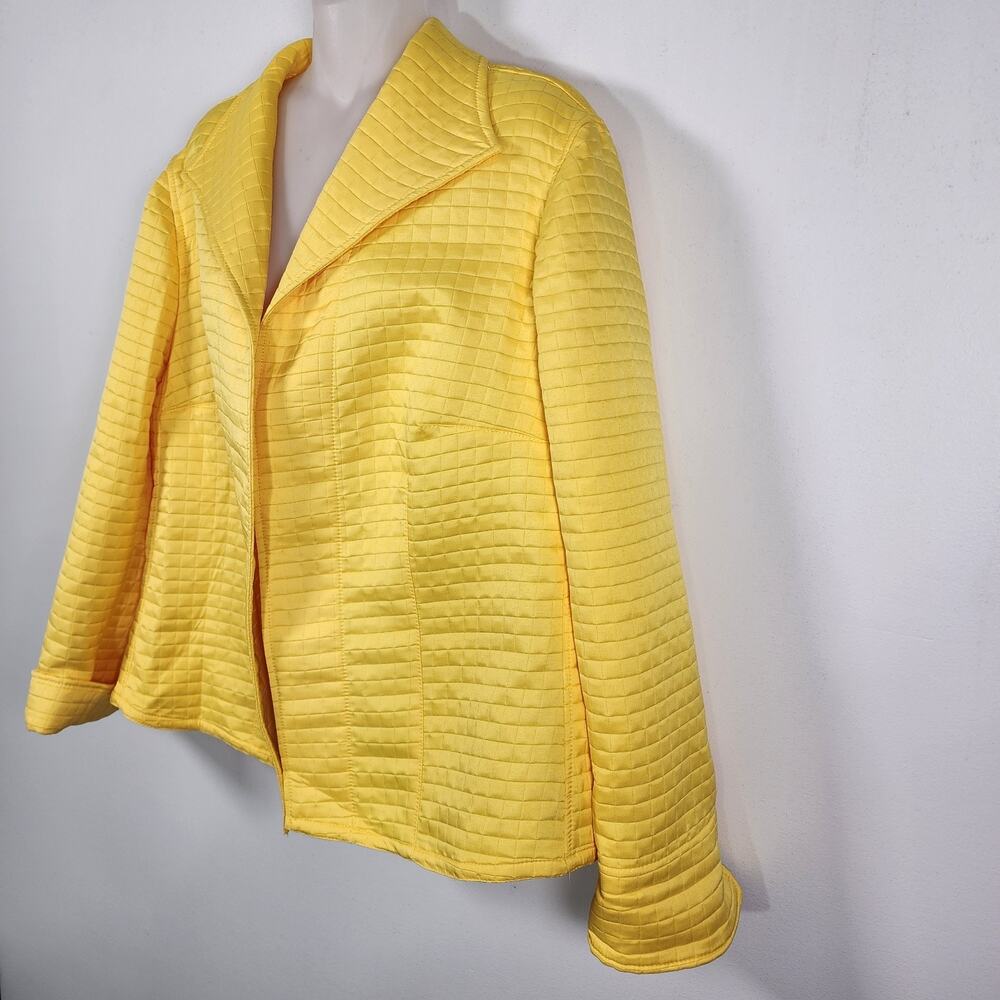 Harve Benard Womens Quilted Blazer 18W Yellow Cuffed Open Front Business Office - Picture 5 of 8